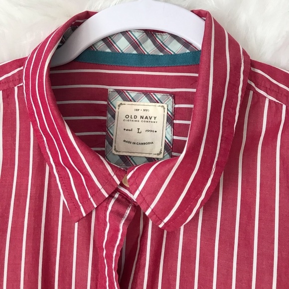 Old Navy Red and White stripe shirt - Picture 3 of 8